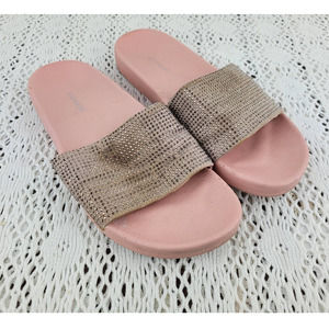 Express Pink Faux Diamond Studded Slides Sandals Flip Flops Women's 7.5 or 8